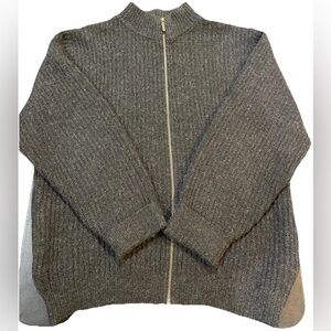 L.L. Bean Men's Large Wool/Alpaca Full Zip Ribbed Sweater Charcoal Gray Made USA
